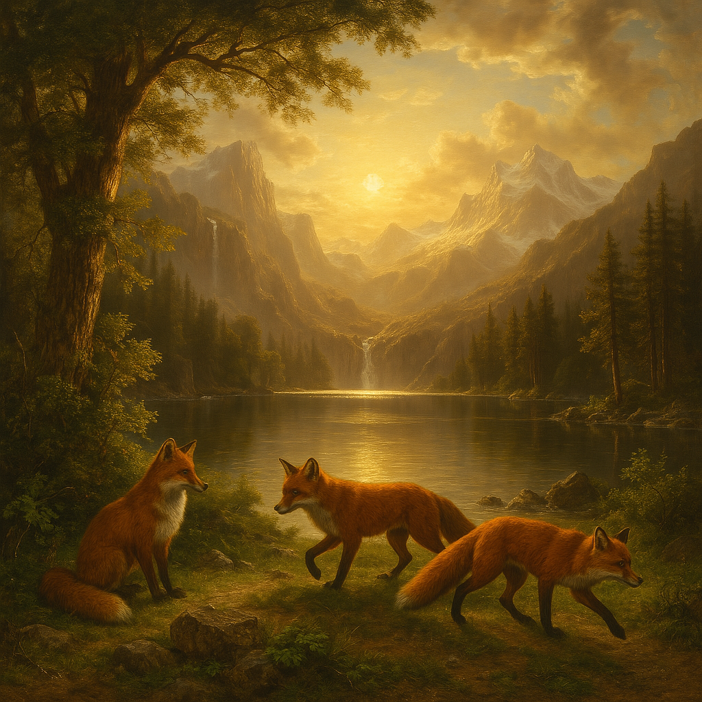 Foxes around the mountains